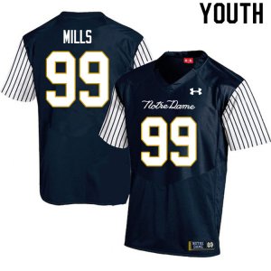 Notre Dame Fighting Irish Youth Rylie Mills #99 Navy Under Armour Alternate Authentic Stitched College NCAA Football Jersey DLT4599UF
